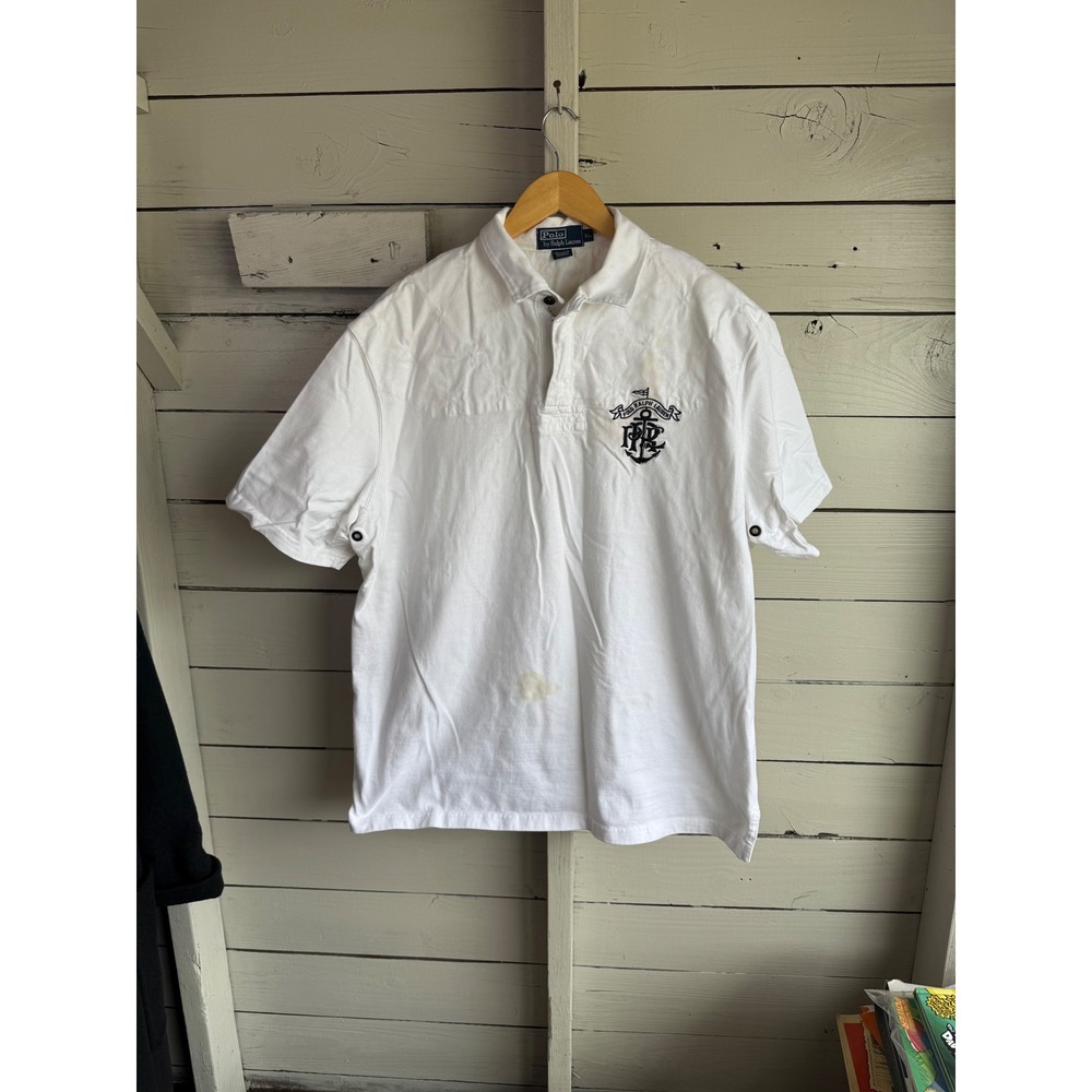 Polo Ralph Lauren Men White Short Sleeve Nautical Anchor Crest Polo Shirt XL